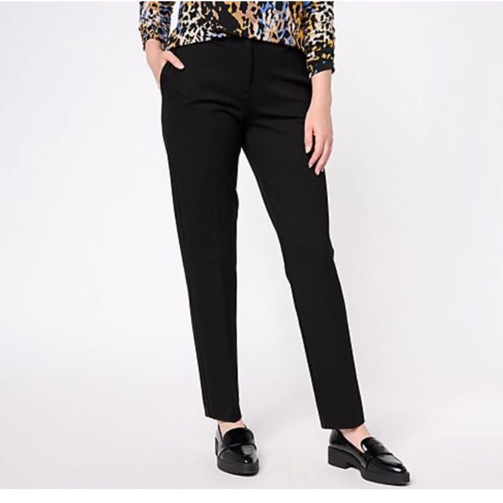 Tailored By Susan Graver Smart Ponte Straight-Leg Trousers, Black, XL